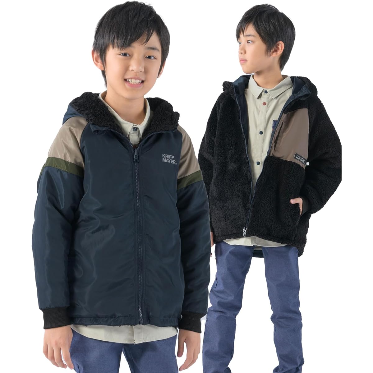 [Cliff Mayer] Reversible Hoodie Jacket, Boa, Nylon, Kids, Junior, Unisex