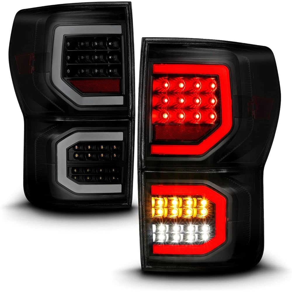 AMERILITE 2007-2013 Toyota Tandra Pickup [Full LED] Dual C Type Tube replacement Tail Light Brake Land Pair (Smoke)