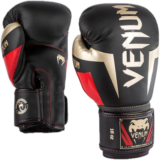 VENUM Boxing Gloves ELITE BOXING GLOVES (Black x Gold x Red) VENUM-1392-603 //Sparring Gloves Boxing Kickboxing Fitness