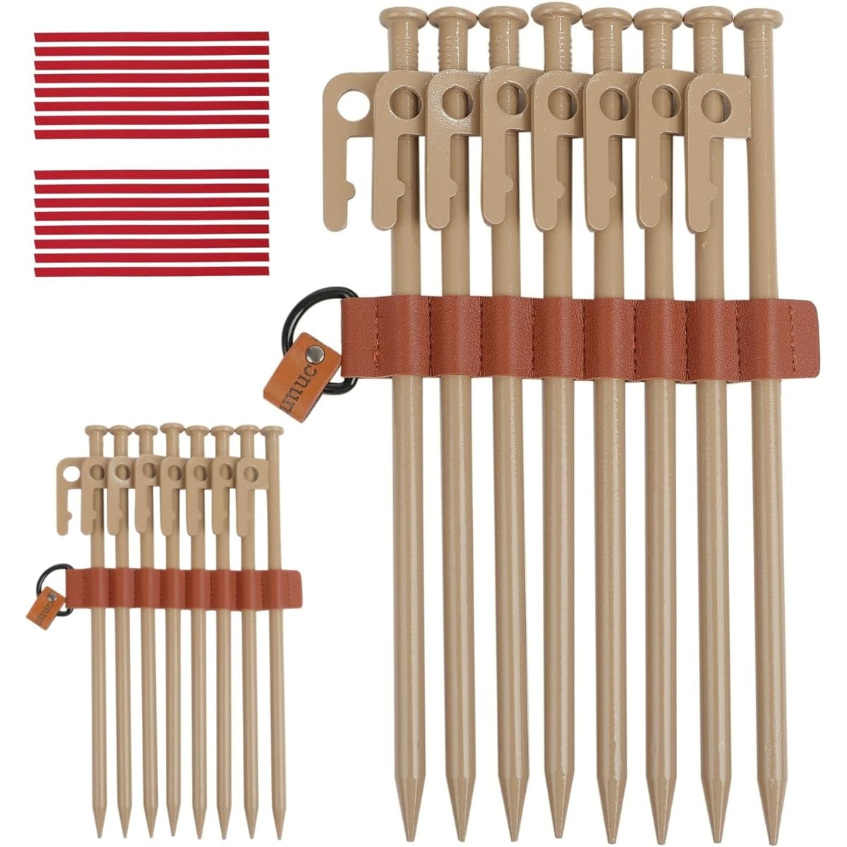 mumuc Garage Brand Pegs 25cm Set of 16 Storage Holder Suede String for Tent Camping Tarp Case MEH003 (25cm 16 Pieces Sand Beige)