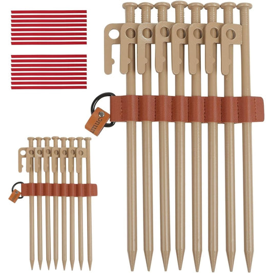 mumuc Garage Brand Pegs 25cm Set of 16 Storage Holder Suede String for Tent Camping Tarp Case MEH003 (25cm 16 Pieces Sand Beige)