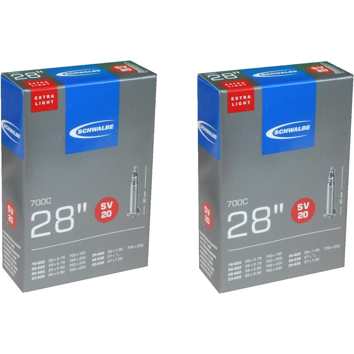 Set of 2 SCHWALBE 700×18/25C Lightweight Tube Presta Style 40mm 20SV [Parallel Import]