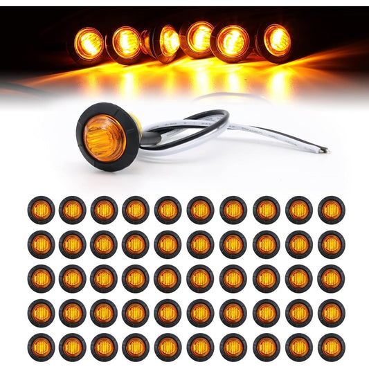 TMH 3/4" 50 LED Trailer Marker Light Pack Value Pack: 50 Sheets Amber Amber