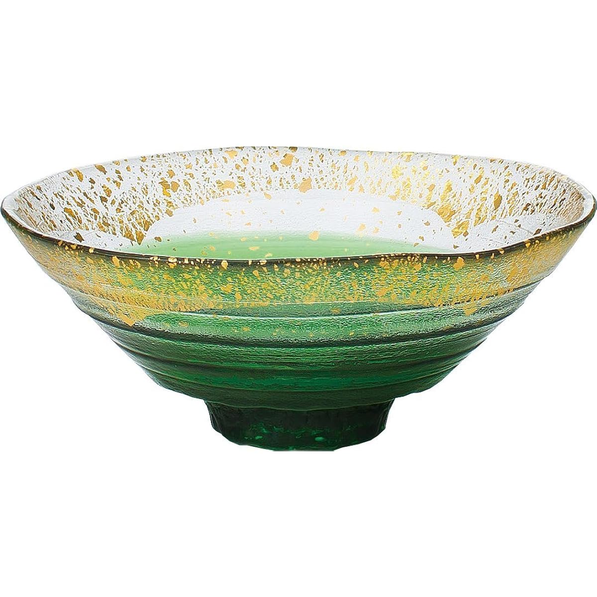 Toyo Sasaki Glass Large Bowl Green Approximately φ15 x 5.8cm Gold Leaf Bowl Midorutame Made in Japan 43230G-WHDG