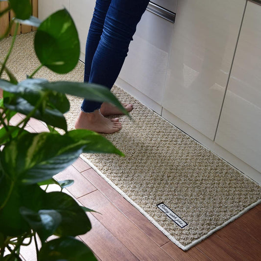 Kitchen mat "Jute" 45cm x 240cm Linen Cotton Natural Material Spring Summer Anti-slip Stylish Simple Rectangular Uneven Underfoot Underfoot