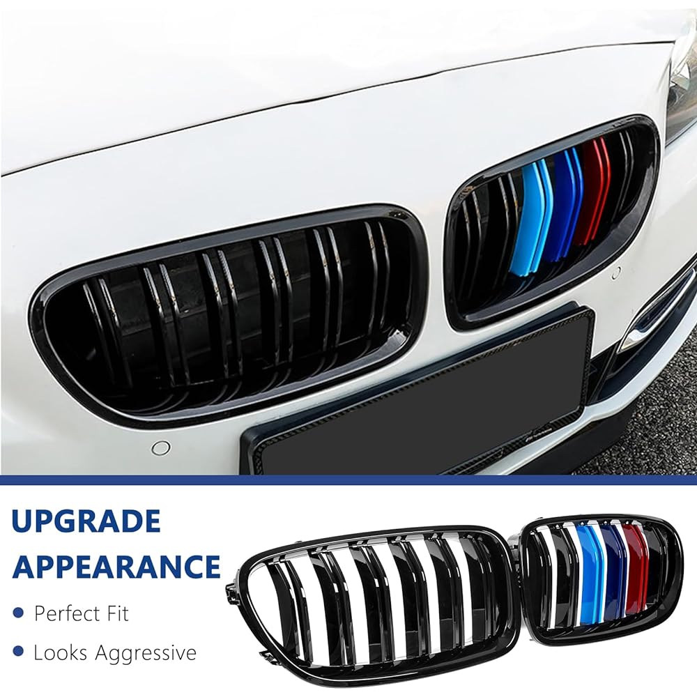 DEKEWEI F10 Grill Front Kidney Grill 2010-2017 5 Series F10 F11 M5 compatible (2 Double Slat Gloss M Color Grill)