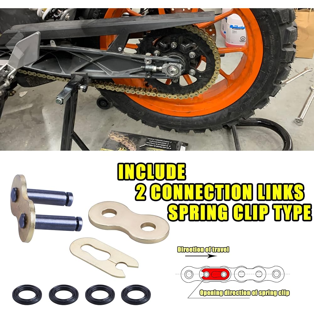 MRELC Gold 520 X Ring Chain + Chain Breaker 112 Link Connection Master Link