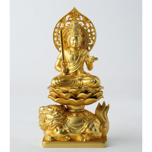 Buddha statue Manjusri Bodhisattva 15cm (gold plated/24k gold) Buddhist sculptor: Hideun Makita Original model (born in the year of the rabbit) Zodiac guardian principal image Zodiac Takaoka copperware (Monjubosatsu)