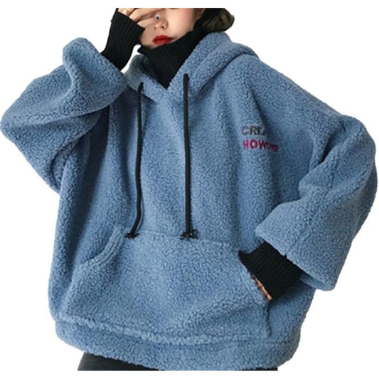 [ririka] Boa Parka with Logo Fluffy Fluffy High Neck Layered Style Loose Silhouette with Pocket Cute Autumn/Winter Warm Women's