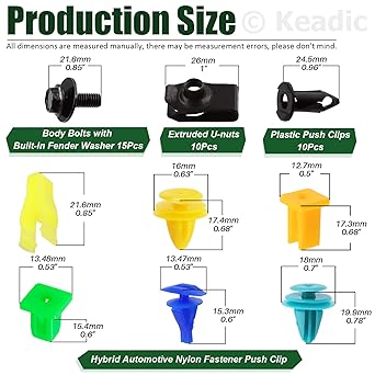 KEADIC Universal Automotive screws and clip assorted size set 705 SAE U -clip nut 500 mixed nylon zipper rivets and vehicle body bolt push ripener clip GM