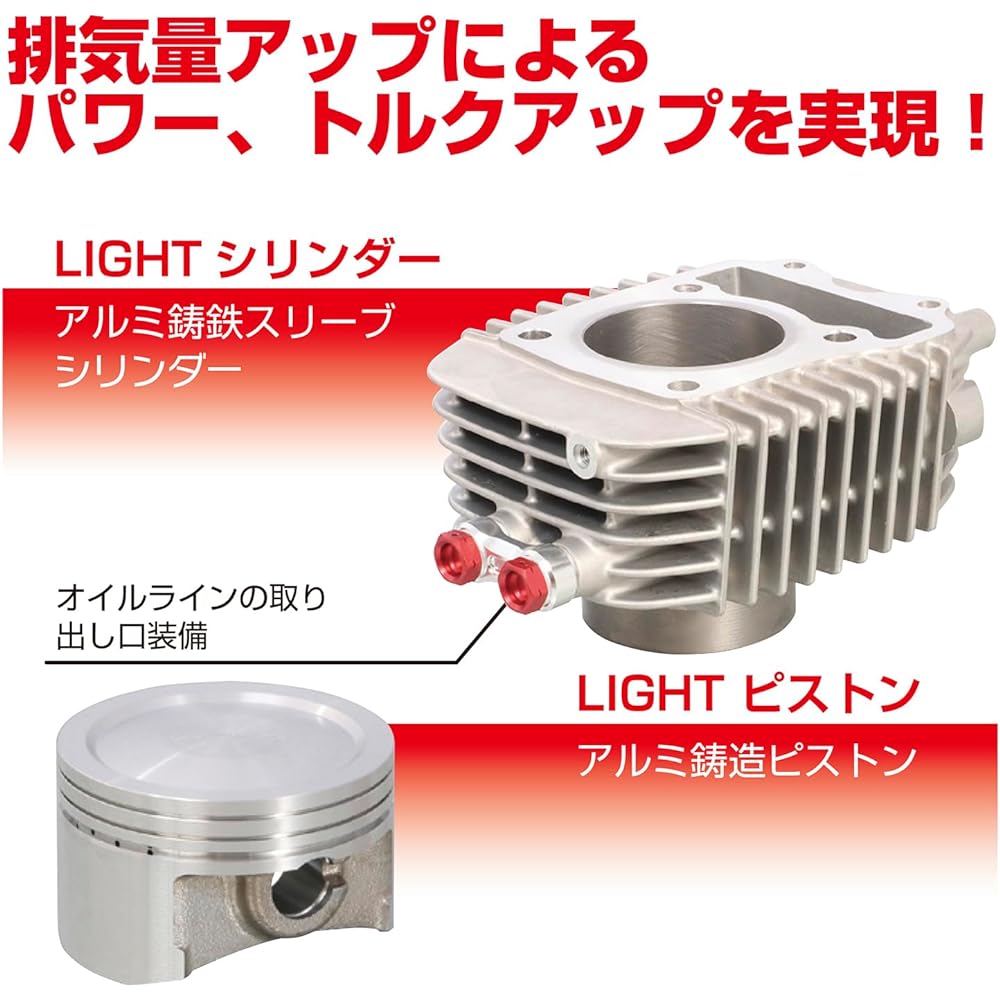 KITACO LIGHT Bore Up Kit 164cc Aluminum Cast Iron Sleeve Cylinder (Silver) CT125 Hunter Cub (JA55) Monkey 125 (JB02) Grom (JC61/JC75) 212-1444160