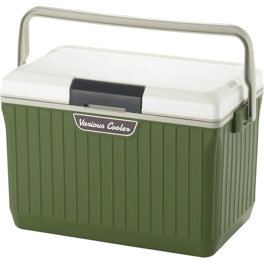 SANKA VAC-17WH/GR High Performance Insulation One Push Open Type Cooler Box 17L Large Moss Green Hard Type Cooler Box with High Cold Retention Power Made in Japan SANKA VAC-17WH/GR