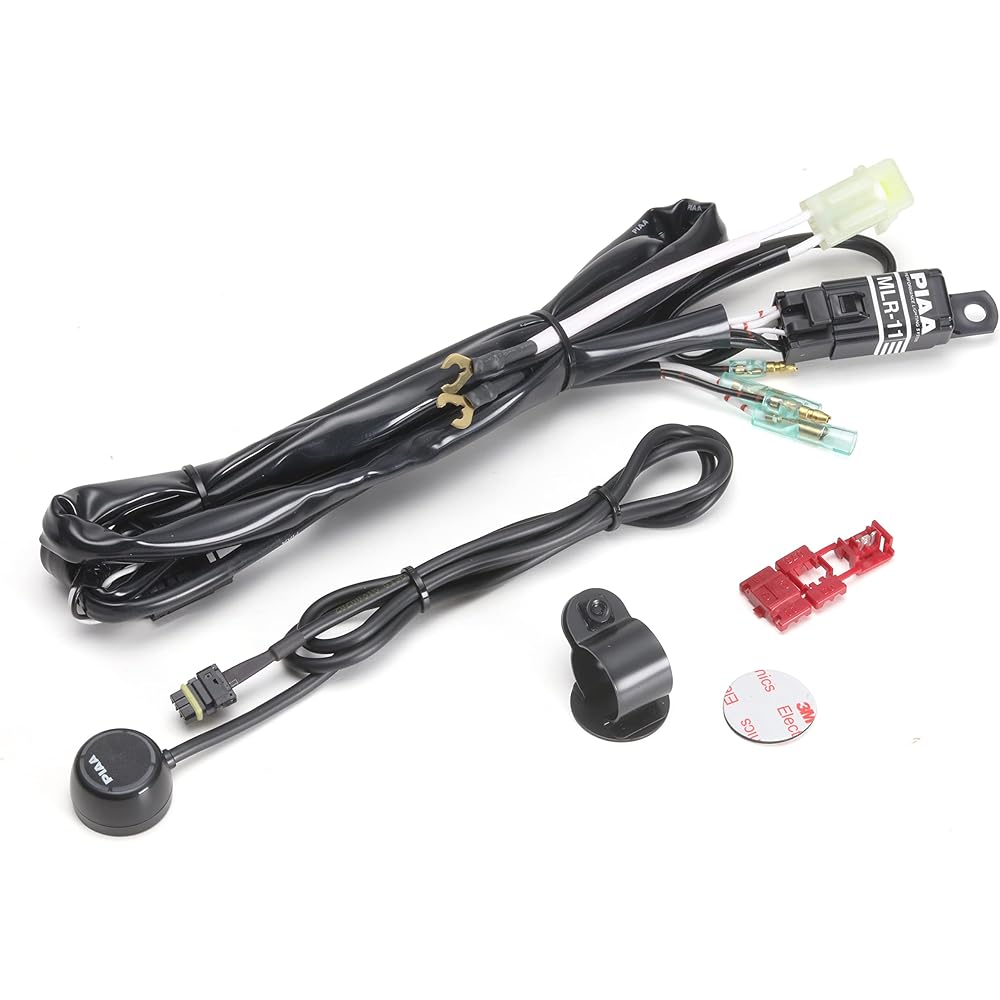 PIAA Motorcycle Lamp Relay Harness Compatible with 2 Lights Switch + Switch Mounting Bracket + Relay Harness MLR11