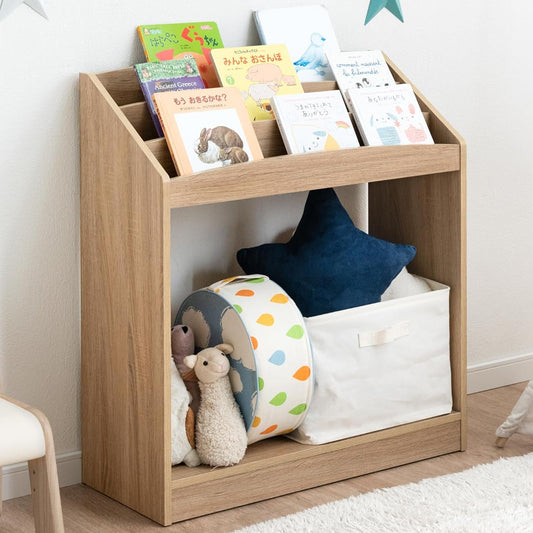 Chest of Gen Picture Book Rack, 3 Tier Type, Width 73cm, Toy Storage, Tidying Up, Bookshelf, Storage Rack, Wooden, Simple Design, 21300163(90892)