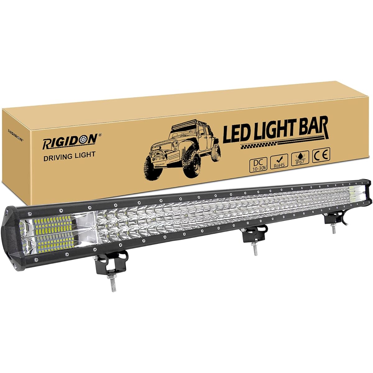 RIGIDON Work Light, LED Light Bar, For Cars, 39 Inches, 540 W, 12 V - 24 V, IP67 Waterproof, Wide Angle, Narrow Angle, Car Exterior Light, Front Light, Backlight, Off-Road, Light Tiger, Forklift, Compatible with Work Vehicles (Single Item)