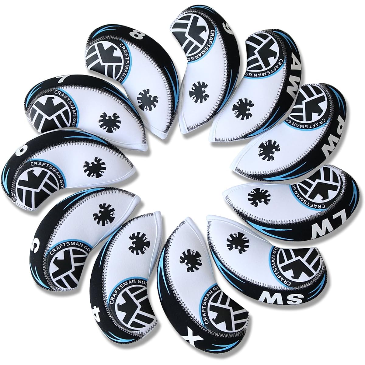 CRAFTSMAN Head Cover Golf Iron Cover Cosmo Series Lost Prevention No. X now available 11 pieces in total 3 colors