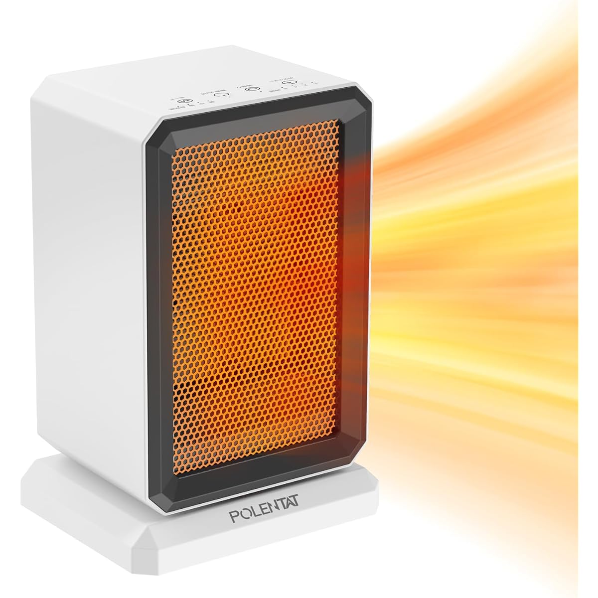 POLENTAT 2023 Winter Model Ceramic Heater, Electric Fan Heater, Small, 1500W, 1,100W, 500W, 4 Level Switching, 6-9 Tatami Mat, 2 Second Heat, 70° Neck Shake, Fall Auto Off, Timer Off, Handle Included,