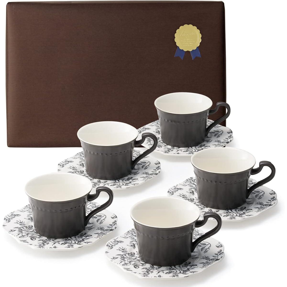 [Dolce duo] Coffee Cup Set (Gift Wrapped/Boxed) 5 Customers Cup & Saucer Set Gray DAM-315