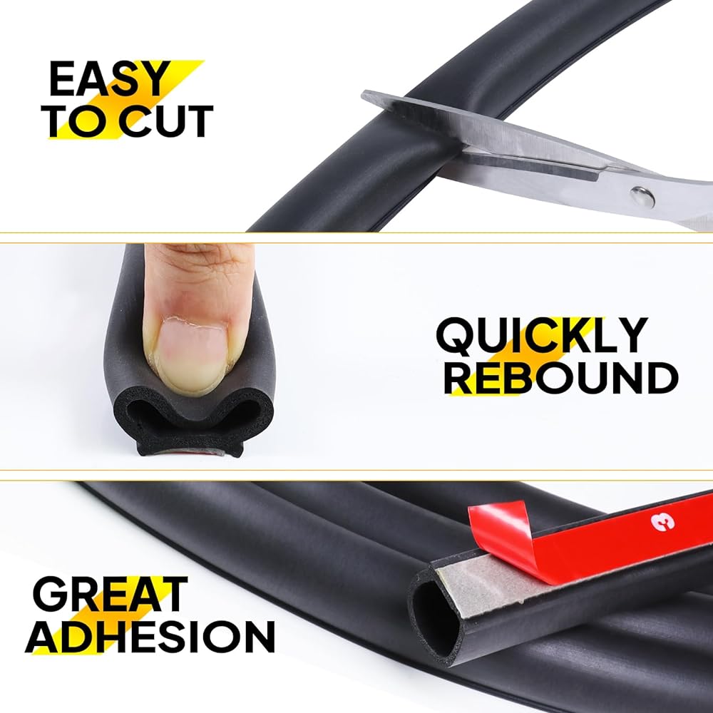 25 -foot D type rubberweather strip 1/2 inch x 7/16 inch car doors steel strip hollow spal and air valve gasket Weather strip (self -adhesive) Automobile truck RV door window soundproof