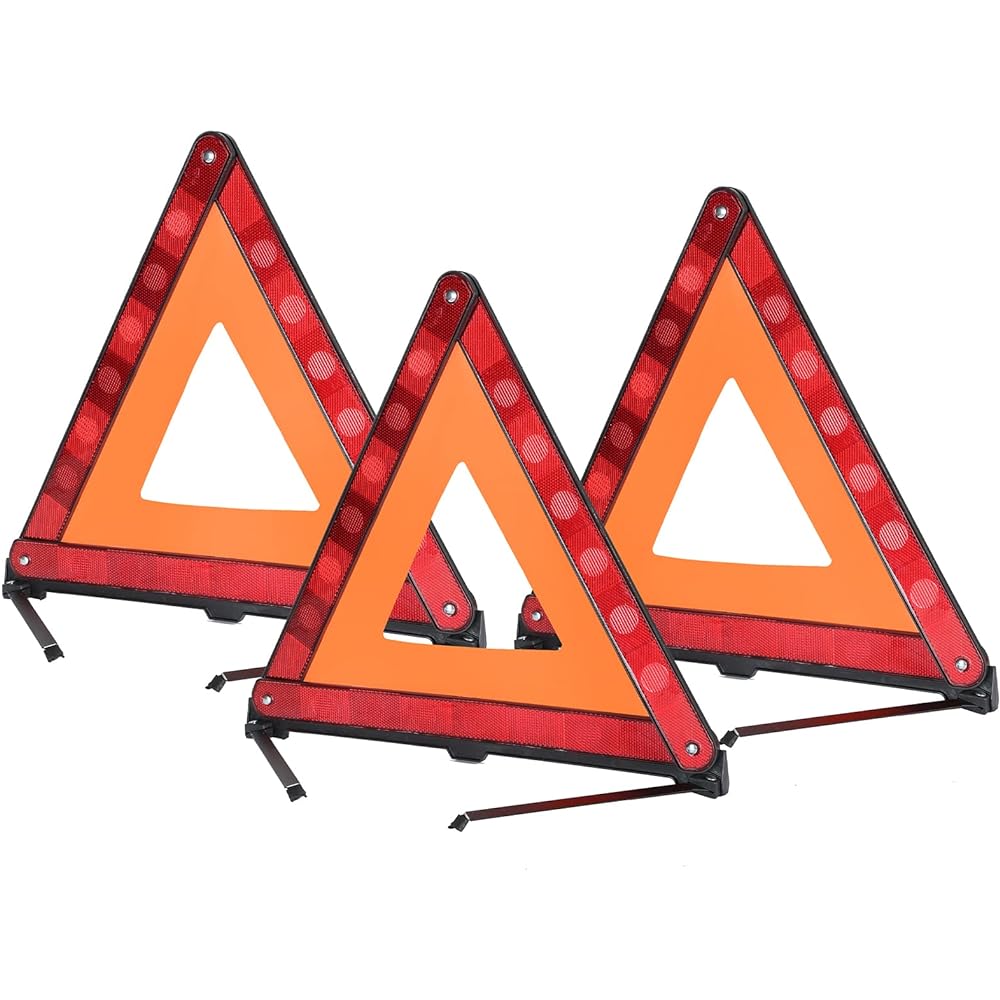 ATPEAM Triangle Warning Frame Triangle Emergency Warning Triangle Reflector Safety Triangle Kit Vehicle Emergency Triangle Car Road Reflective Kit Pack of 3