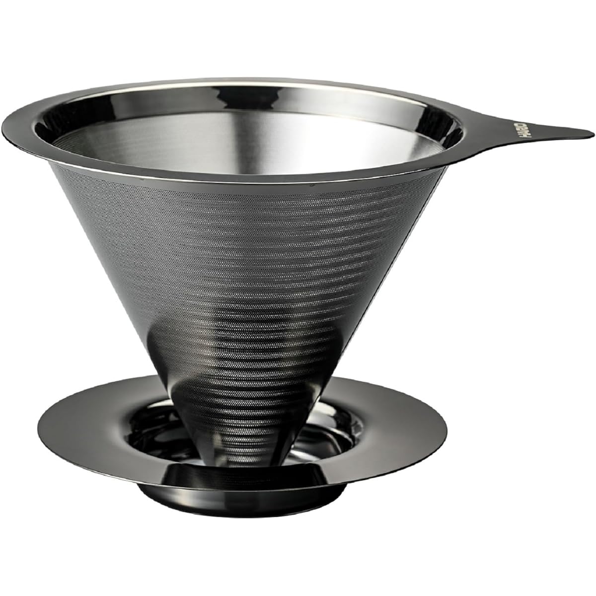 HARIO Double Mesh Metal Dripper for 1 to 4 Cups, Metal Black Stainless Steel, Hot Water/Dishwasher Safe DMD-02-MBK