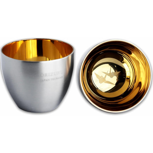 Nagao Tsubame Sanjo Guinomi Pair Set, Origami Gold, Diameter 6 x Height 5cm, 18-8 Stainless Steel Double Structure, Made in Japan