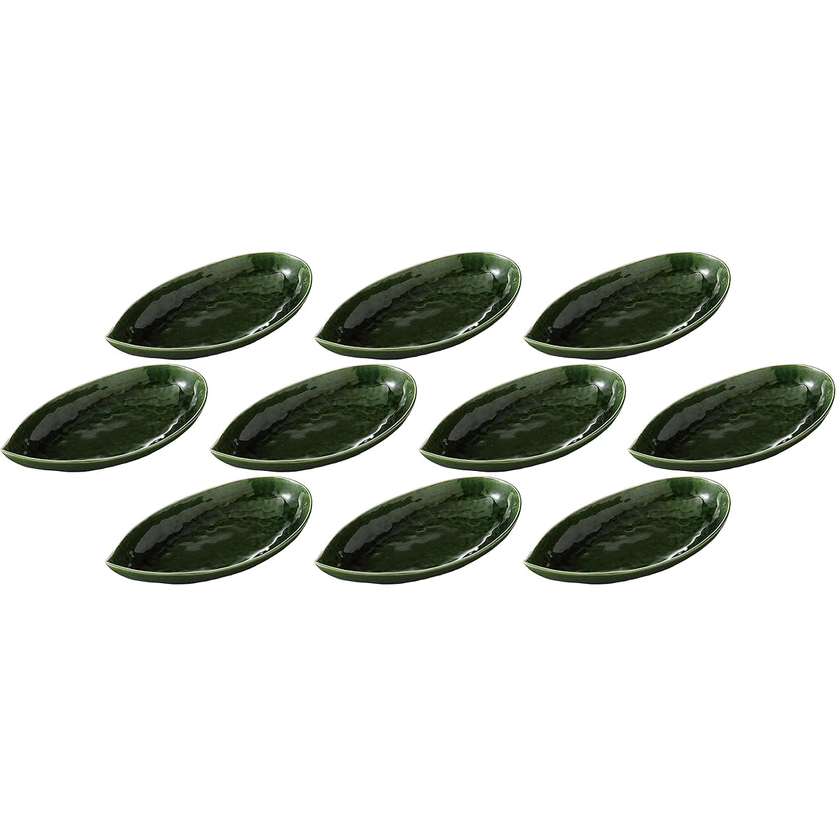 Set of 10 Oribe leaf multi-use pots (large) [30.5 x 15.2 x 4.8cm] [Moribachi]