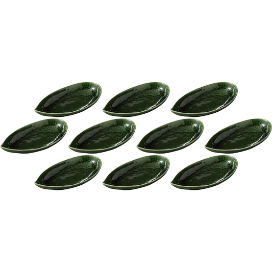 Set of 10 Oribe leaf multi-use pots (large) [30.5 x 15.2 x 4.8cm] [Moribachi]