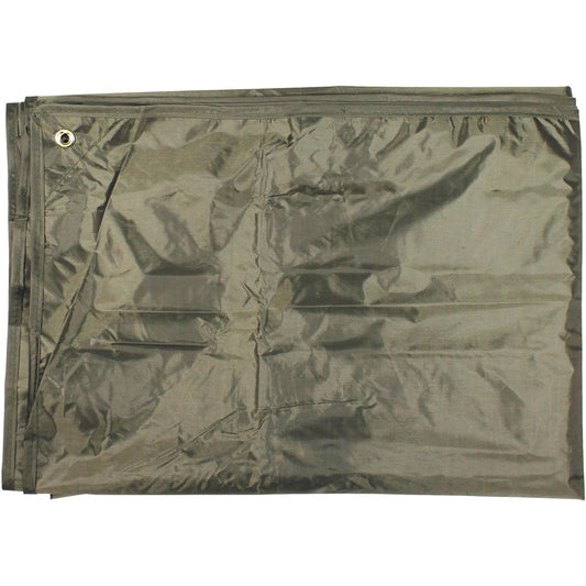 MFH Tarpaulin Waterproof Ground Sheet Tarp Cover with Brass Eyelets and Storage Bag - OLIVE DRAB 200 x 300 cm