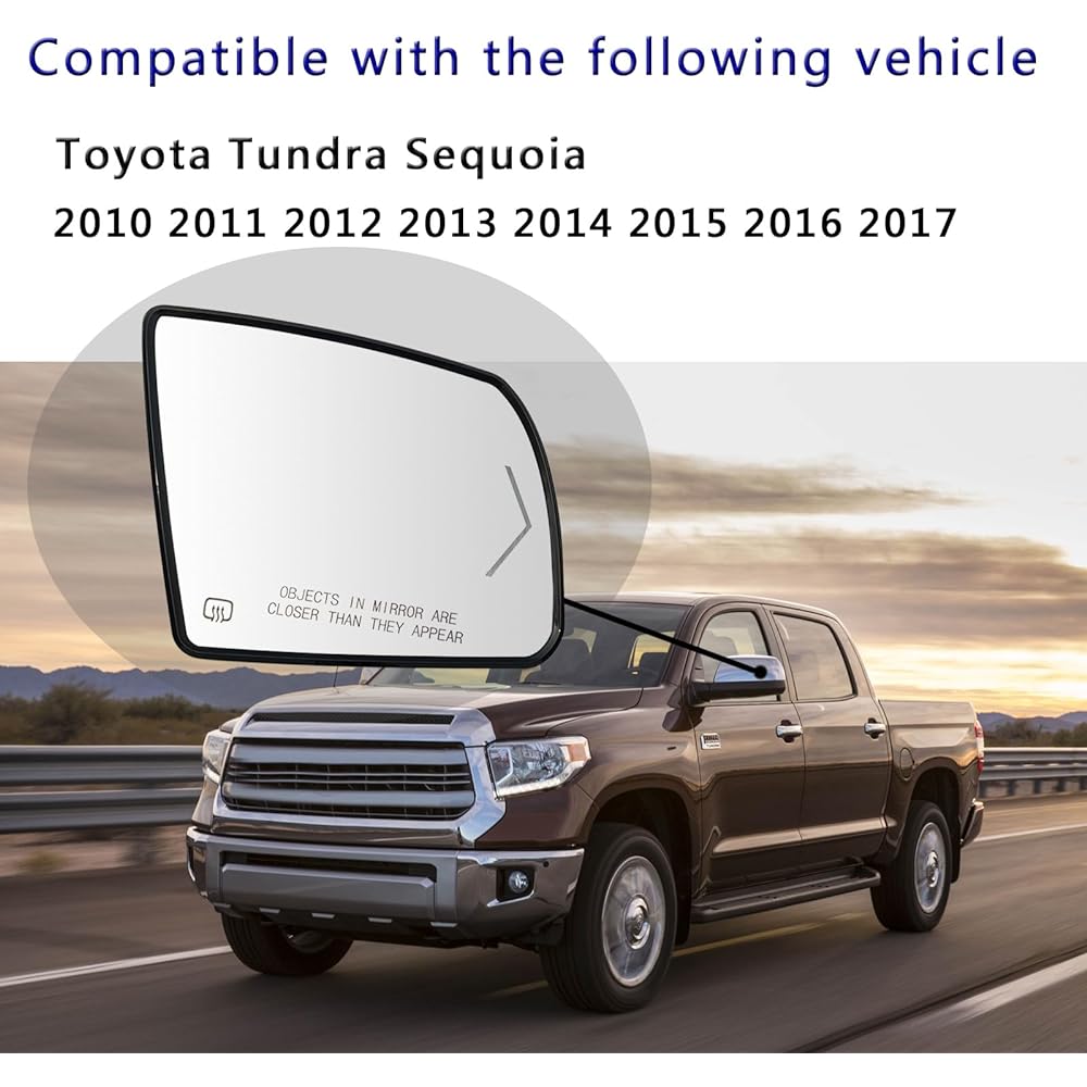 Personal seat heat mirror glass replacement 2008-2017 Toyota Sequoia 2007-2020 Toyota Tandra passenger seat mirror