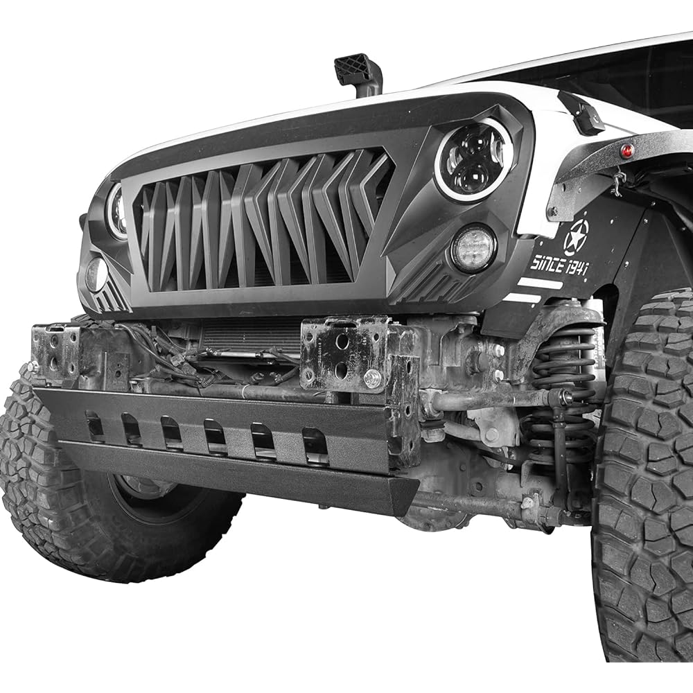 HOKE ROAD WRANGLER JK Front Skid Plate Bumper Cover Texture Black Steel Jeep Langler JK 2007-2018