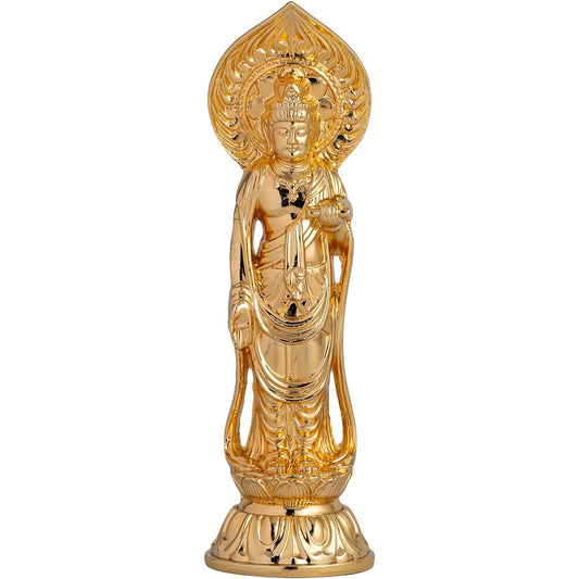 Buddha statue St. Kannon Bodhisattva 10cm (gold plated/24K gold) Buddhist sculptor: Hideun Makita Original model _ "Tendai sect, Shingon sect, Rinzai sect" Takaoka copperware (Shokannonbosatsu/S)