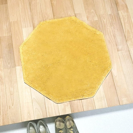 Doormat Feng Shui Yellow Natural Material 100% Cotton Good Luck Stylish Made in Japan 70 x 70 Octagon Plain
