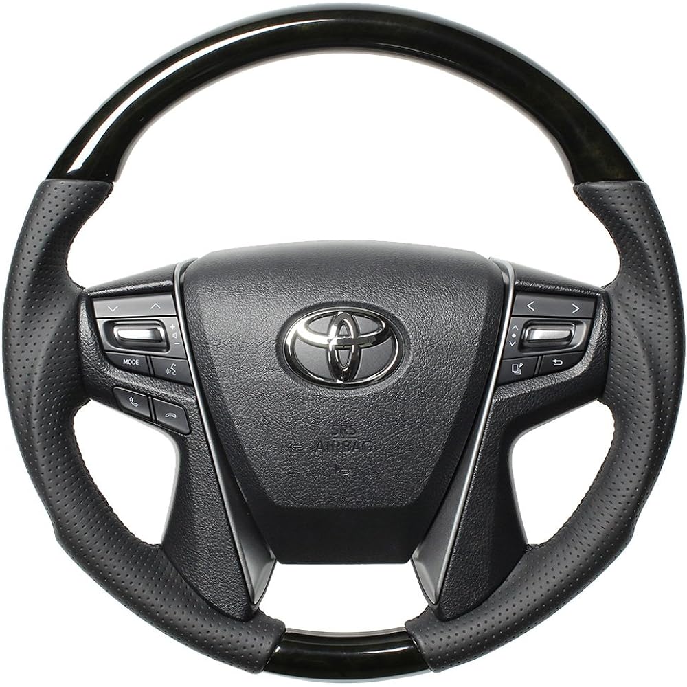 REAL Steering [30 Vellfire/30 Alphard] Premium Series Round Shape Black Wood H30P-BKW-BK-VEL