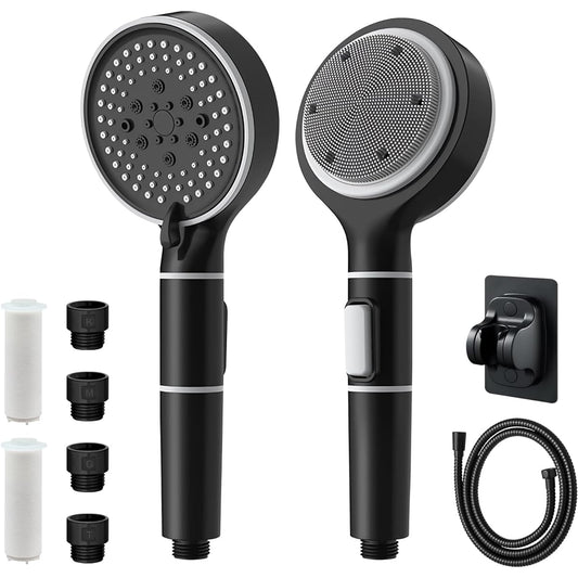 Beebus Shower Head [2024 New Release/Massage Shower Head] Double-sided water outlet Shower head Micro-nano bubbles Water-saving shower head Chlorine removal shower head 5+1 mode