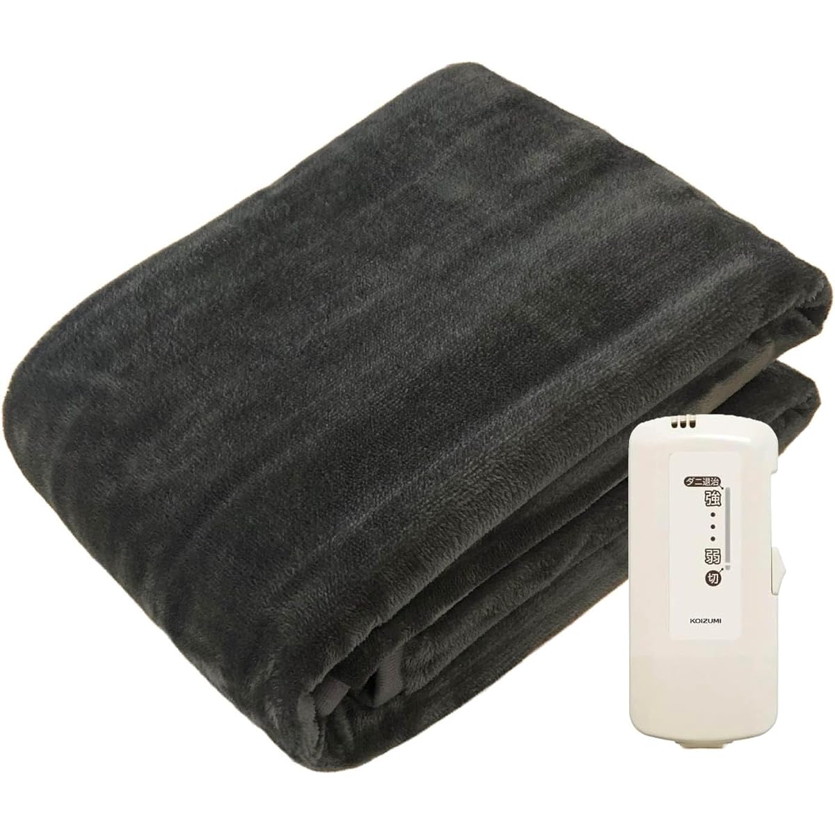 Koizumi Electric Blanket, Bed Blanket, Fully Washable, Cold Head and Feet Heat Wiring, Dust Mite Killer, 140 x 80 cm, Charcoal Black KDS-50230/2
