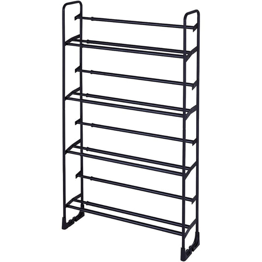 Tenma Easy to put in and take out shoes, retractable shoe rack, 4 tiers, matte black, width 54~81 x depth 17 x height 104cm, PRX beauty style