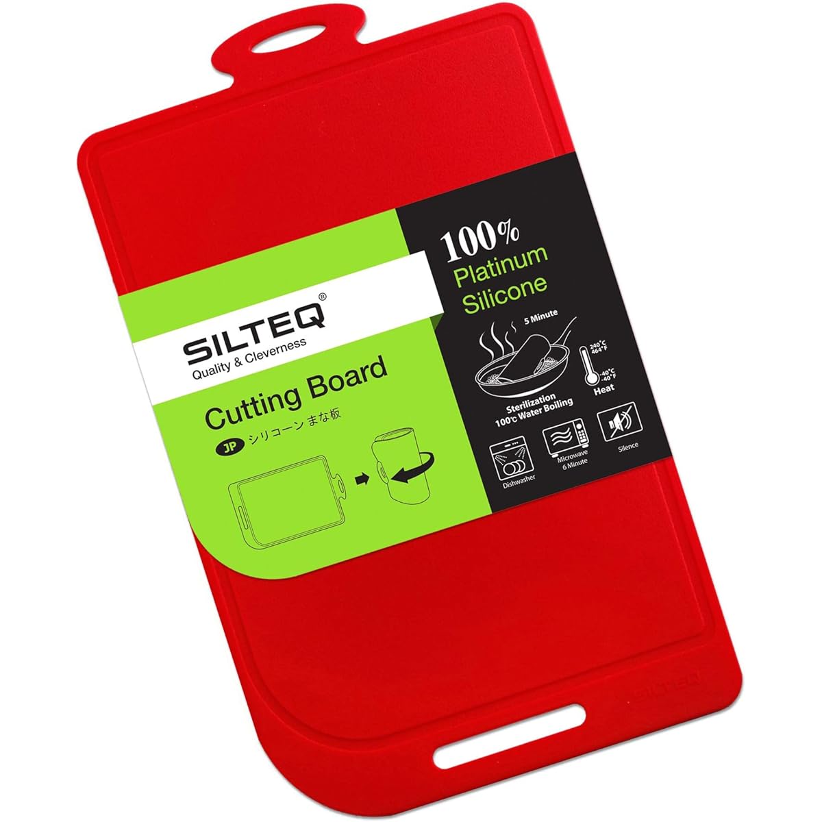 Kirei no Mikata Platinum silicone cutting board that can be rolled up and sterilized by boiling, L size, red