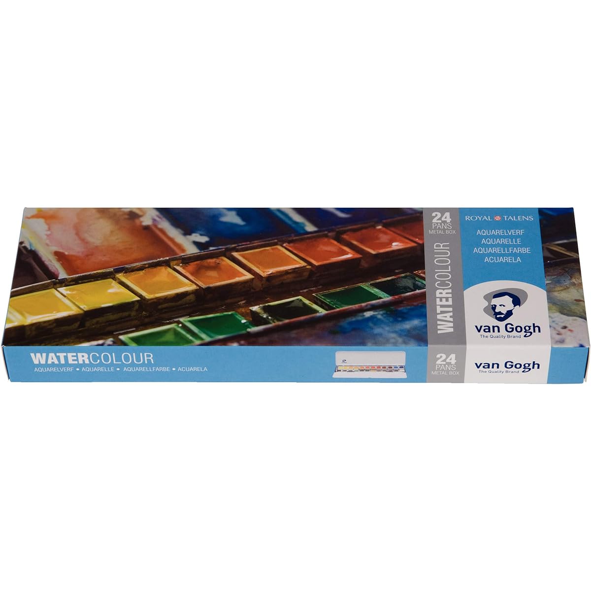 Talence Solid Watercolor Paint Van Gogh 24 Colors Metal Case T.20M8624 Half Pan