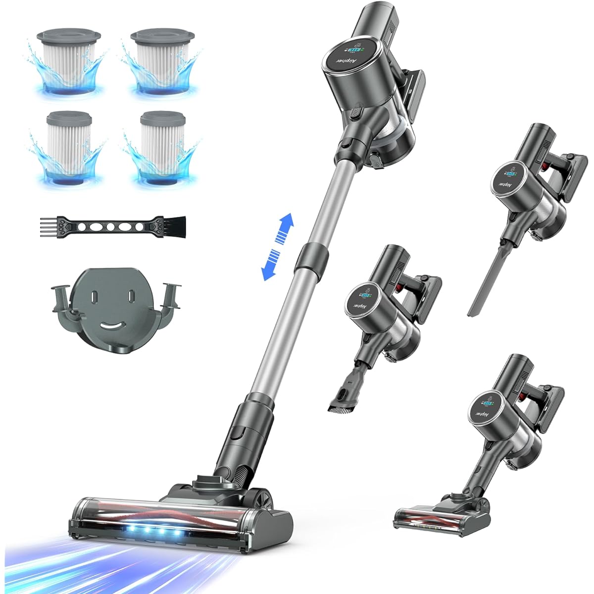 Cordless Vacuum Cleaner, 38,000 Pa, Strong Suction, Freestanding, 60 Minutes of Continuous Operation, Airpher Cordless Vacuum Cleaner, 38 kPA, 40 - 60 Minutes of Continuous Operation, Lightweight,