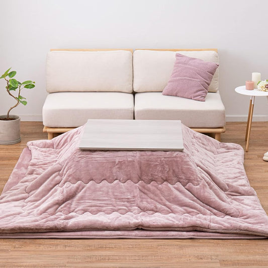Hagiwara Kotatsu Futon, Pink, Approx. 190 x 190 cm, "Meringue Touch", Machine Washable, Flannel Fabric, Dull Color