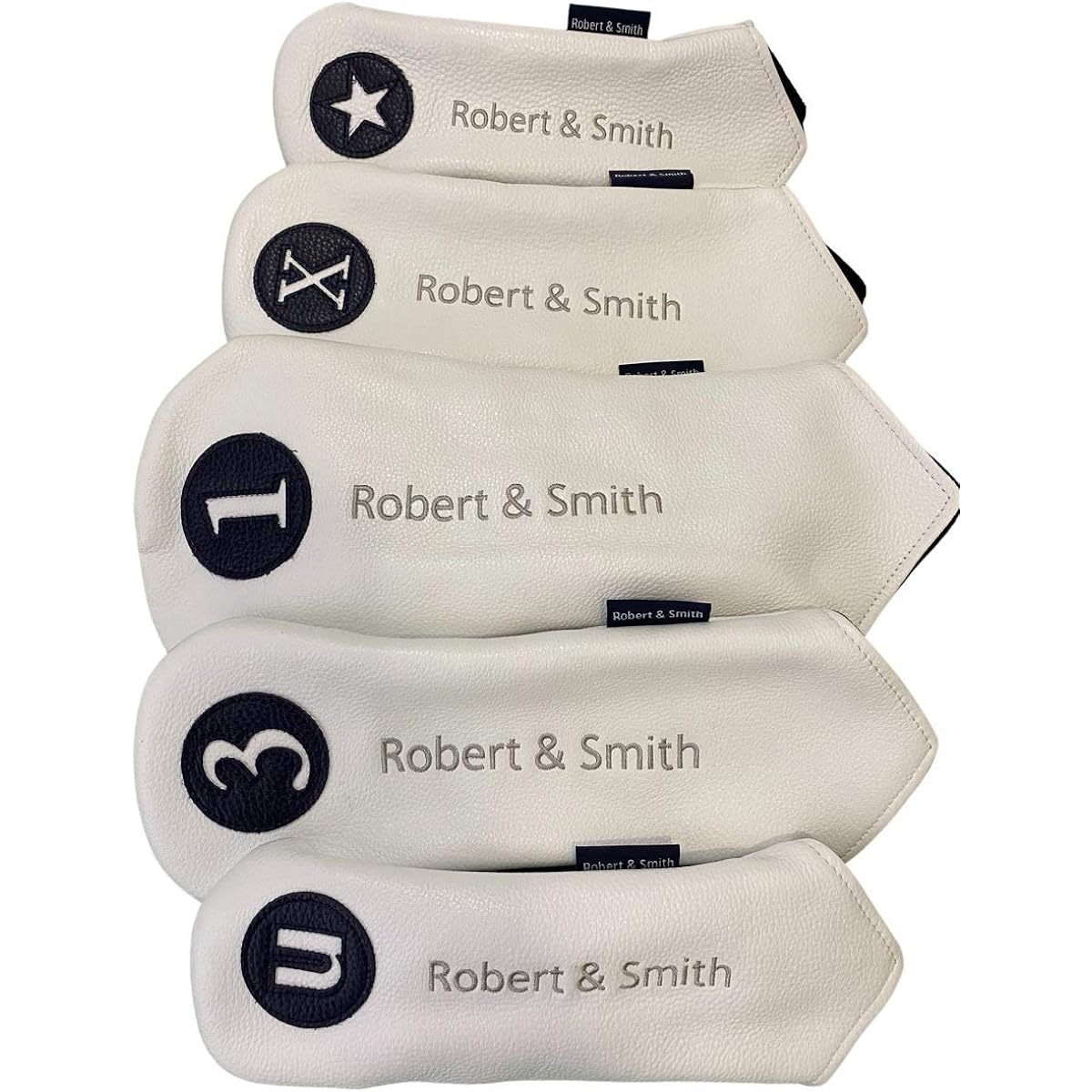 [Robert&Smith] Golf Equipment Genuine Leather Head Cover 5 Piece Set Logo Embroidery Full Grain Leather [Driver x 1, Wood x 2, Utility x 2) A modern reproduction of British classical style! gift