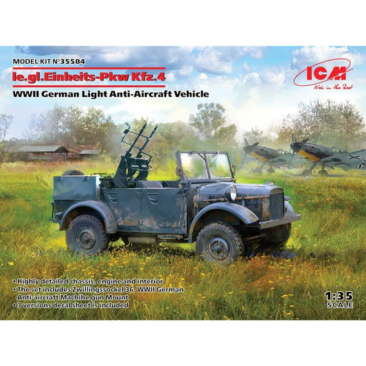 ICM ICM 1/35 German army le.Einheitz-Pkw Kfz.4 light four-wheel drive anti-aircraft vehicle plastic model 35584