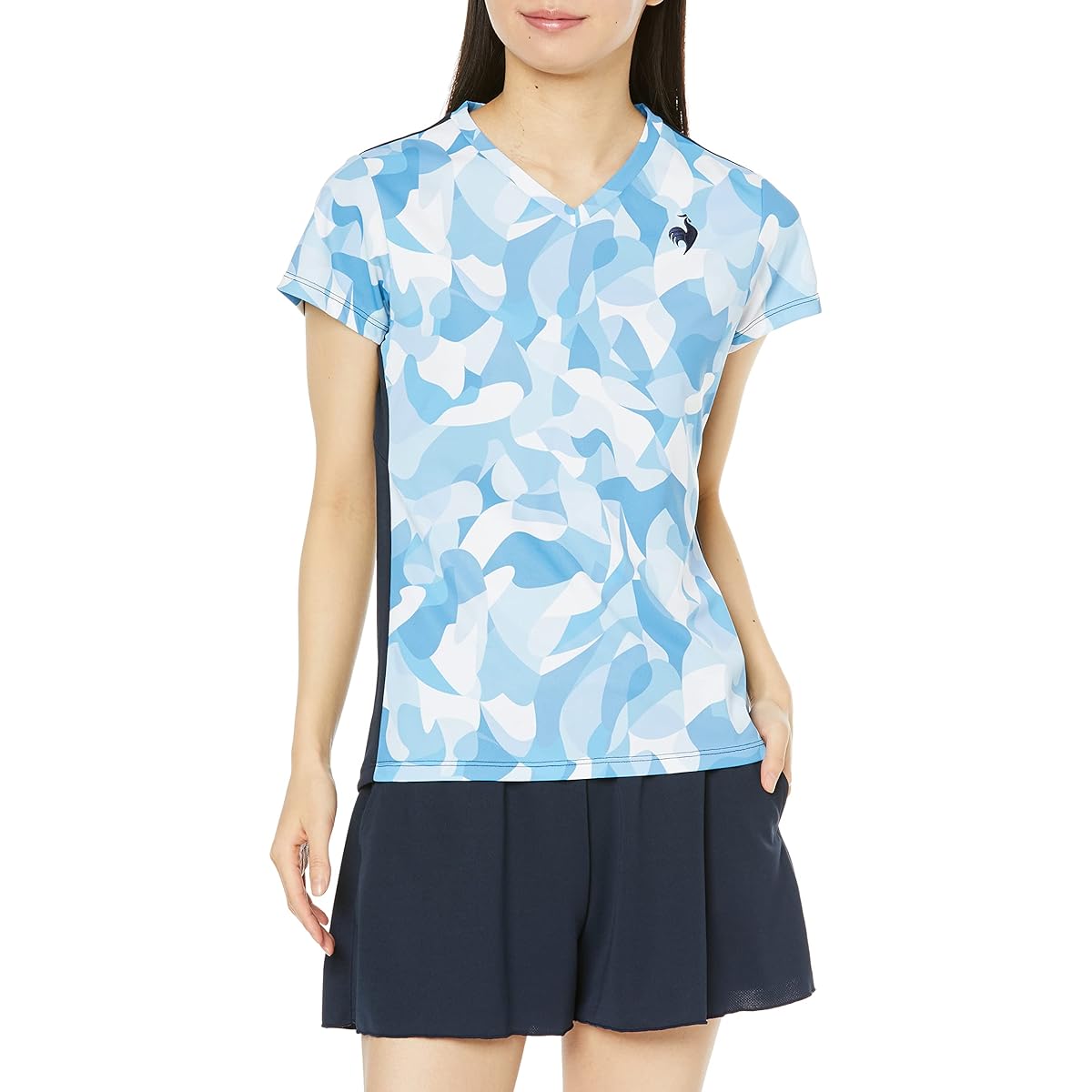 [Le Coq Sportif] Short Sleeve Game Shirt, Tennis, Practice Match, Sweat Absorbent, Quick Drying, UV Protection (UPF50+), Thermal Cooling, Women's