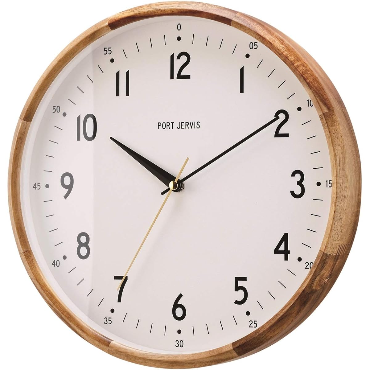 Interform Wall Clock Radio Clock Germain CL-4061WH White Wood Gold Diameter 30cm