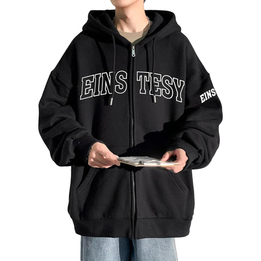 [Fasshonrida] Zip Parka, Men's, Fleece, Fall/Winter Clothes, Cold Protection, Thermal Insulation, Zip Up Parka, Warm ZIP Jacket, Full Zip Outerwear, Hooded Parka, Stylish, Sagara Embroidery, English Logo, Clothes, Large Size, Autumn, Winter, Spring