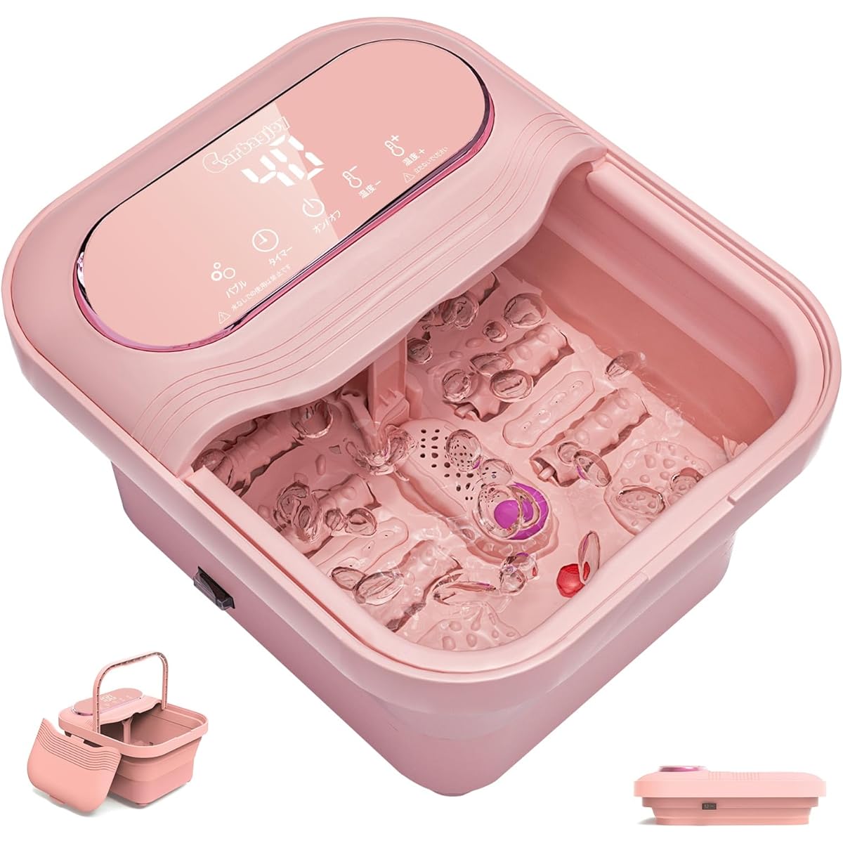 Carbagjoy Foldable Footbath, Footbath, Heat Retention, Bath Salts Available, 7L Large Capacity, Temperature Adjustment, Timer, Bubble Function, Heating and Heat Retention Function, Quiet Design, 6 Rollers, Comes with Pumice Stone, Exfoliating, Japanese I