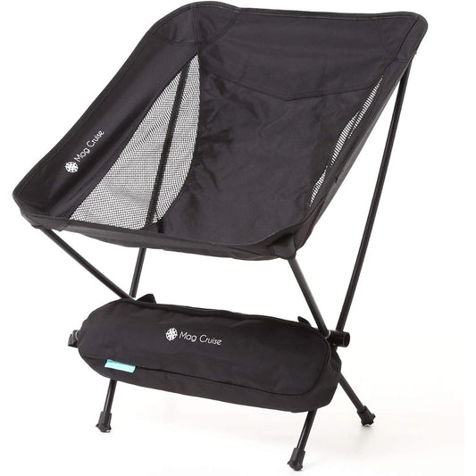 Mag Cruise Outdoor Chair [Patent Office Utility Model Obtained] Return Guarantee System Folding Chair Ultra Lightweight 830g Storage Bag Included Folding Chair Camping (Matte Black/(No Gloss))
