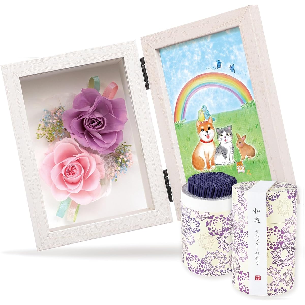liLYS épice Preserved Flower Photo Frame for Gifts, Photo Frames, Birthdays, Wedding Gifts, Celebrations, etc. Made in Japan (Rainbow Bridge (White Frame) x Japanese Modern Incense "Lavender Scent") pp2nhlv