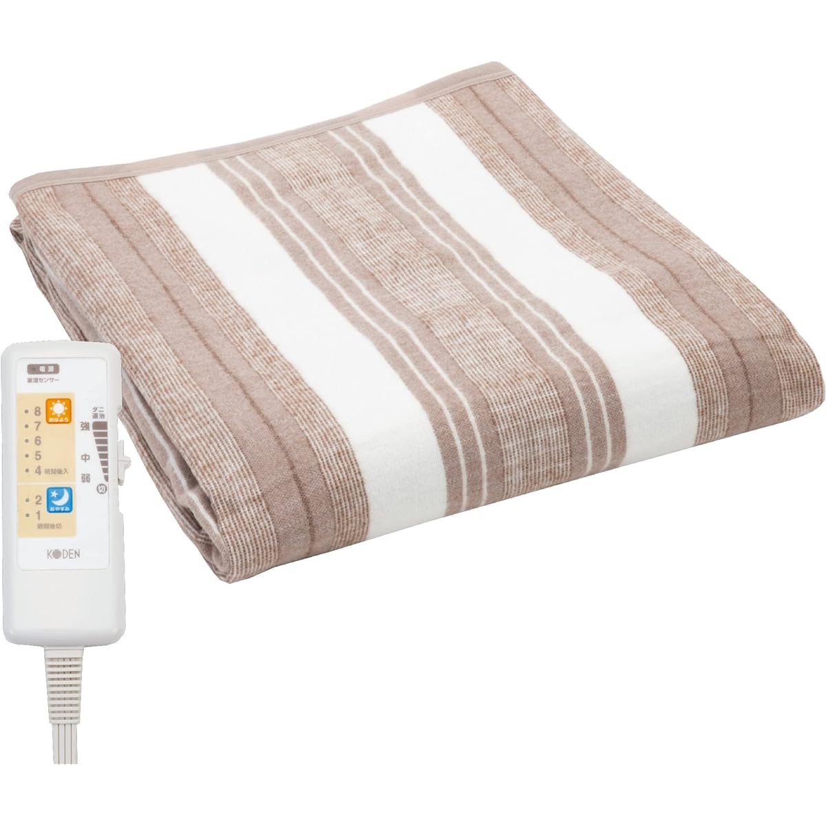 KODEN Electric Blanket, Blanket, 188 x 130 cm, Brown, Washable, Antibacterial, Odor Resistant, Sleep/Good Morning Timer, Room Temperature Sensor, 12h OFF, Slide Temperature Adjustment, Dust Mites Removal, CWK553B-BG